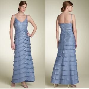 Adrianna Papell Blue Tiered Maxi Dress